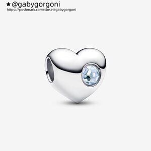 Pandora Engravable Sea Aqua Blue Stone Heart Charm
